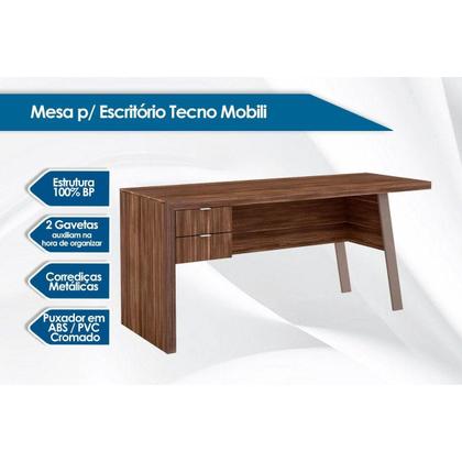 Imagem de Mesa de Computador Solteiro ME4122 c/ 2 Gavetas Nogal/FendiOff - Tecno Mobili