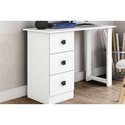 Imagem de Mesa de Computador Solteiro MSM 436 c/ 3 Gavetas Branco - Movelbento