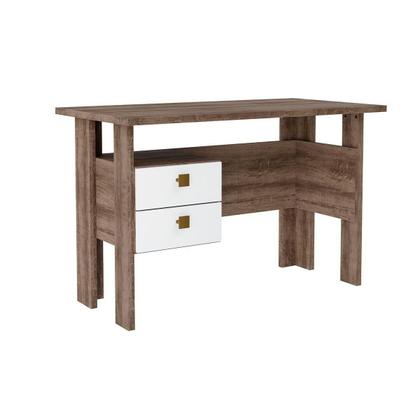 Imagem de Mesa de Computador Solteiro MSM423 c/ 2 Gavetas Rustico/Branco - Movelbento