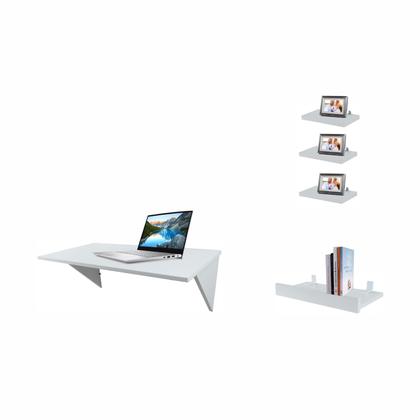 Imagem de Mesa de computador Status Escrivaninha Estudos Gamer Branca - Compacta - Prática - Suspensa - Apartamento - Studio 