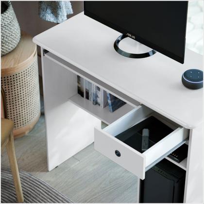 Imagem de Mesa de Computador Viena Com 1 Gaveta e Nicho Branco - EJ Móveis