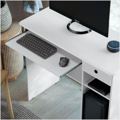 Imagem de Mesa de Computador Viena Com 1 Gaveta e Nicho Branco - EJ Móveis