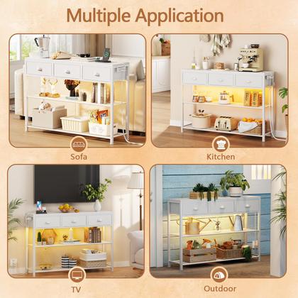 Imagem de Mesa de console Furologee com 3 gavetas 98cm com luzes brancas