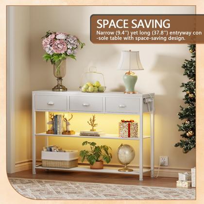 Imagem de Mesa de console Furologee com 3 gavetas 98cm com luzes brancas