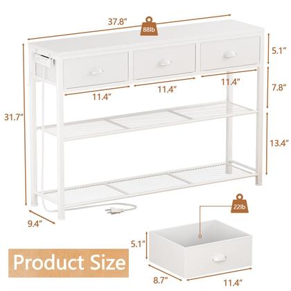 Imagem de Mesa de console Furologee com 3 gavetas 98cm com luzes brancas