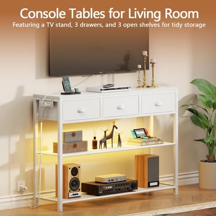 Imagem de Mesa de console Furologee com 3 gavetas 98cm com luzes brancas