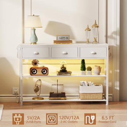 Imagem de Mesa de console Furologee com 3 gavetas 98cm com luzes brancas