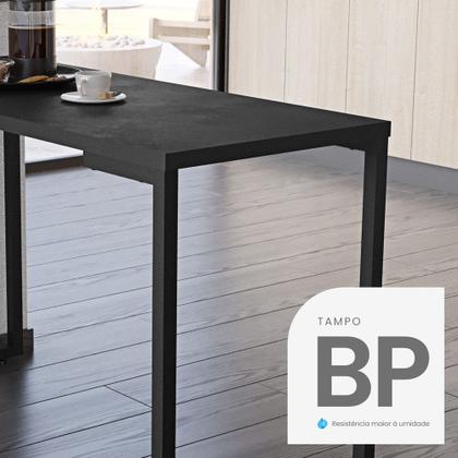 Imagem de Mesa de Cozinha Bistrô Porto Preto 120cm com 2 Banquetas Industriais Maviê Preto - Mpozenato