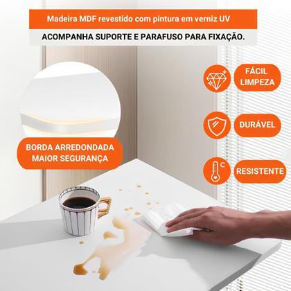 Imagem de Mesa de Cozinha Dobrável Portátil 80cm x 30cm MDF Suspensa Compacta Escritório