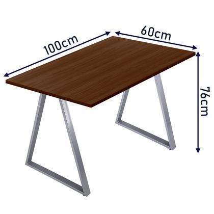 Imagem de Mesa de Cozinha Jantar Escritório Home Office Mirage Tampo 100cm x 60cm - Prata Villandry