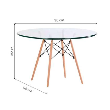 Mesa de Cozinha Redonda com Tampo de Vidro Well Incolor e Natural 90 cm - Mobly Imagem de Mesa de Cozinha Redonda com Tampo de Vidro Well Incolor e Natural 90 cm