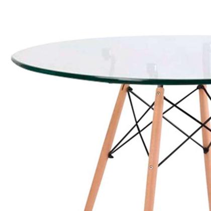 Mesa de Cozinha Redonda com Tampo de Vidro Well Incolor e Natural 90 cm - Mobly Imagem de Mesa de Cozinha Redonda com Tampo de Vidro Well Incolor e Natural 90 cm