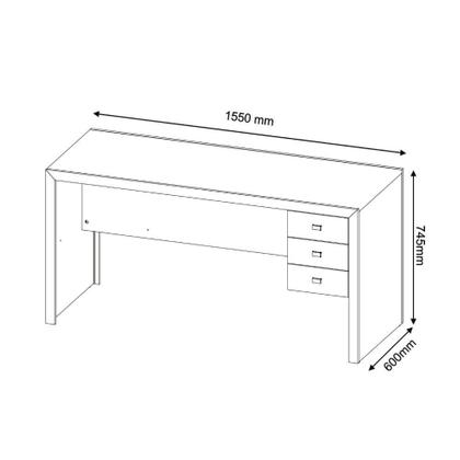 Imagem de Mesa de Escritório 155 cm com 3 Gavetas - Preto