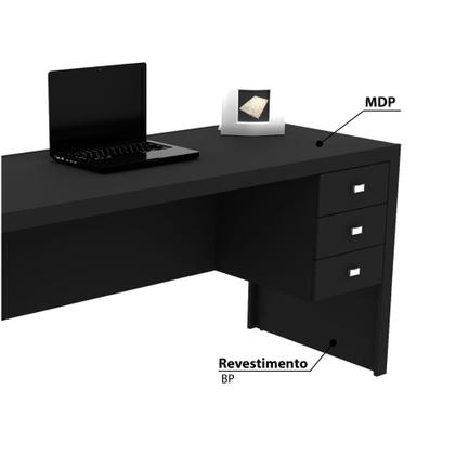 Imagem de Mesa de Escritório 155 cm com 3 Gavetas - Preto