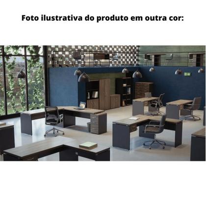 Imagem de Mesa de Escritório Complemento 90 x 45 cm Pé Painel PE40 em MDP Cor Walnut Base Preta