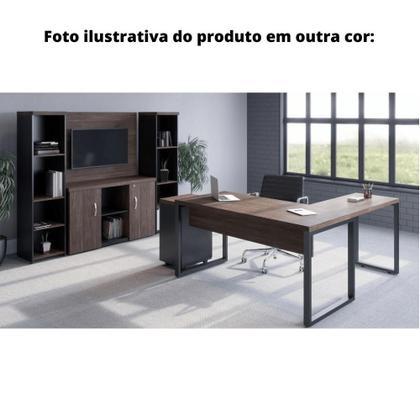 Imagem de Mesa de Escritório Complemento 90 x 45 cm Pé Tubular PE40 em MDP Cor Noce Naturalle Base Preta