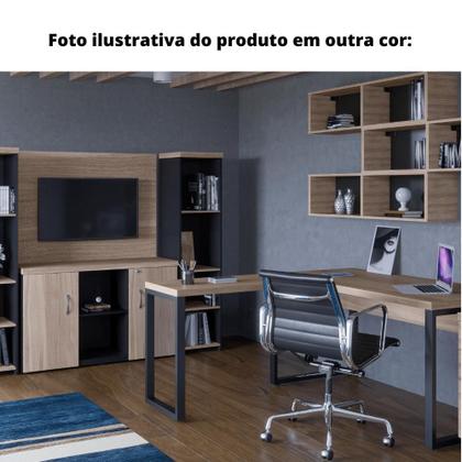 Imagem de Mesa de Escritório Complemento Pé Tubular PE25 em MDP 90 x 45 cm Cinza com Base Preta