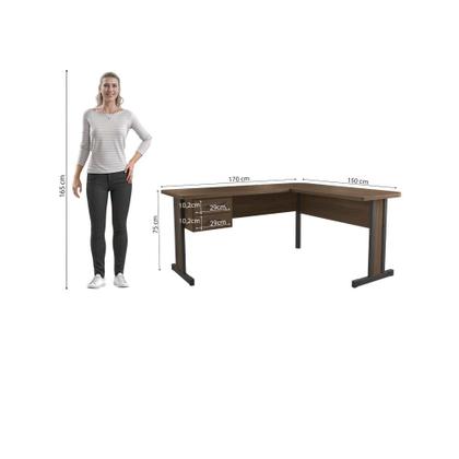 Imagem de Mesa de Escritório em L 2 Gavetas 1.70x1.50m Kappesberg
