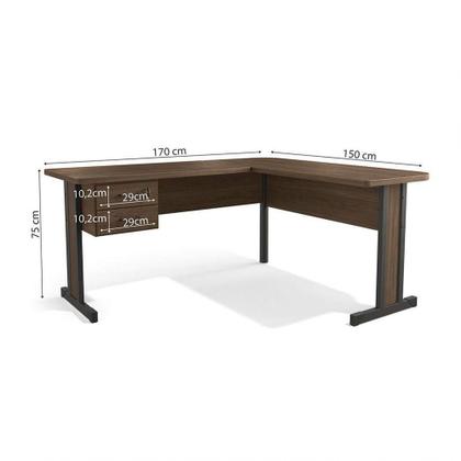 Imagem de Mesa De Escritório Em L 2 Gavetas Versatile Munique 1,70m X 1,50m