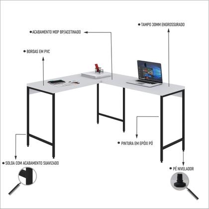 Imagem de Mesa de Escritório em L Estilo Industrial 120x140cm Active