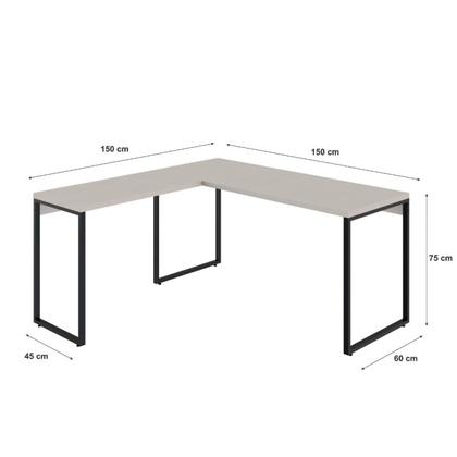 Imagem de Mesa de Escritório em L Estilo Industrial 1,50Mx1,50M Kuadra