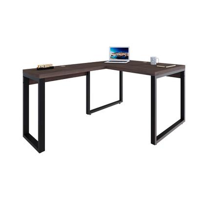 Mesa de Escritório em L Miguel Marrom Escuro e Preta 120x150 cm - Mobly Imagem de Mesa de Escritório em L Miguel Marrom Escuro e Preta 120x150 cm