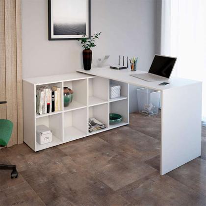 Mesa de Escritório em L Nero Branco - Mobly Imagem de Mesa de Escritório em L Nero Branco