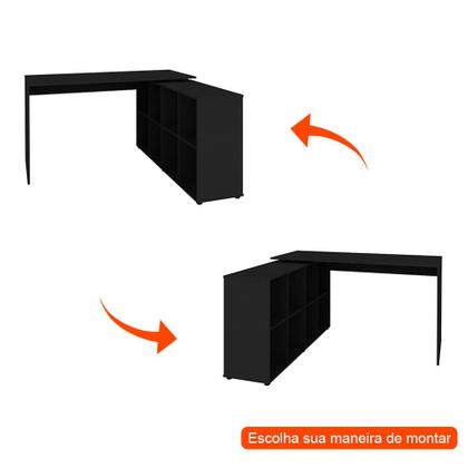 Imagem de Mesa de Escritório em L Nero Preta