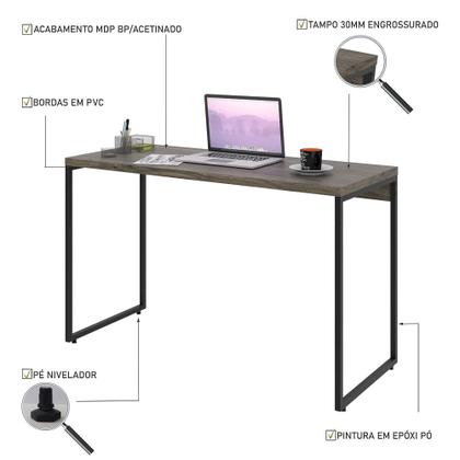 Imagem de Mesa de Escritório Escrivaninha 120cm Dynamica Industrial C08 Carvalho Dark - Mpozenato