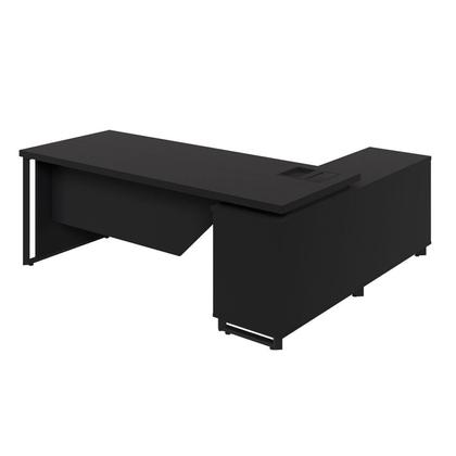 Imagem de Mesa de Escritório Executiva 200cm com Armário Lateral e Caixa de Tomadas Corporate