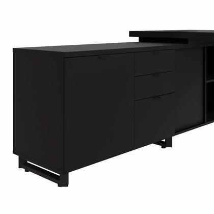 Imagem de Mesa de Escritório Executiva 200cm com Armário Lateral e Caixa de Tomadas Corporate