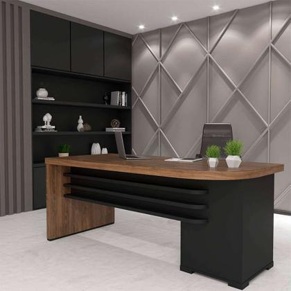 Imagem de Mesa de Escritório Executiva 4 GV Lado Esquerdo Marrom e Preta