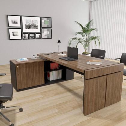 Imagem de Mesa de Escritório Executivo 1 PT Marrom e Preta