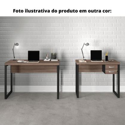 Imagem de Mesa de Escritório Pé Tubular PE25 em MDP 150 x 60 cm Cor Nogueira CasaBlanca e Base Preta