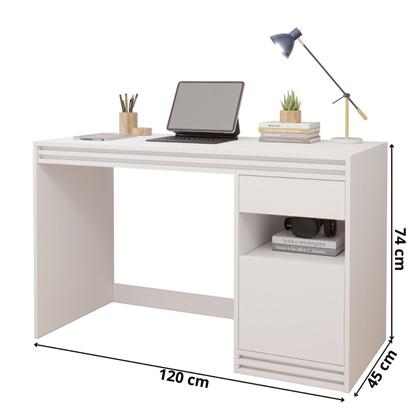 Imagem de Mesa de Estudo 120cm com Gaveta e Porta Home Office Quarto Escrivaninha MDF Compacta
