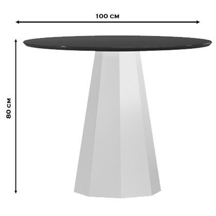 Imagem de Mesa de Jantar 100x100 cm Isis com Vidro Off White Preto  New Ceval
