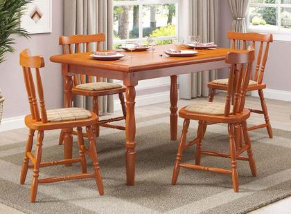 Imagem de Mesa De Jantar 103LB E 04 Cadeiras 155LB Mel Brilho Piratini