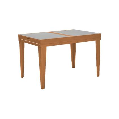 Imagem de Mesa de Jantar 1,20m Extensível 1,80m Gênova em Madeira Maciça Mel Tampo Em Vidro Off White