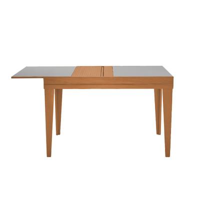 Imagem de Mesa de Jantar 1,20m Extensível 1,80m Gênova em Madeira Maciça Mel Tampo Em Vidro Off White