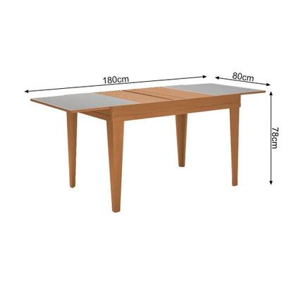 Imagem de Mesa de Jantar 1,20m Extensível 1,80m Gênova em Madeira Maciça Mel Tampo Em Vidro Off White