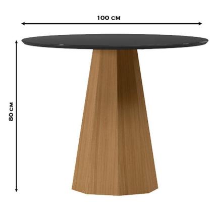 Imagem de Mesa De Jantar 120x120 Cm Isis Com Vidro Ype Preto - New Ceval