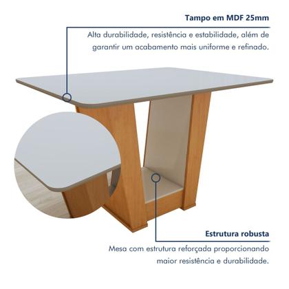 Imagem de Mesa de Jantar 120x80cm Tampo MDF Apogeu