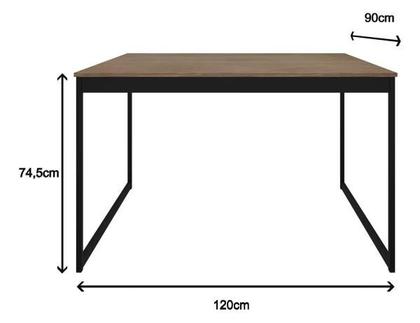 Imagem de Mesa De Jantar 120x90 + 6 Cadeiras Lamina Com Preto Estilo Industrial Cozinhas E Salas De Jantar Compactas Com Toque Retrô
