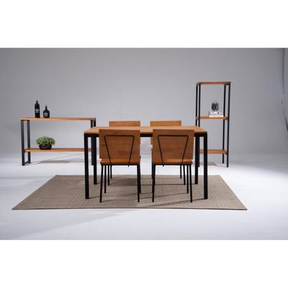 Imagem de Mesa de Jantar 120x90cm Tampo Madeira Maciça Denver Preto/Mel