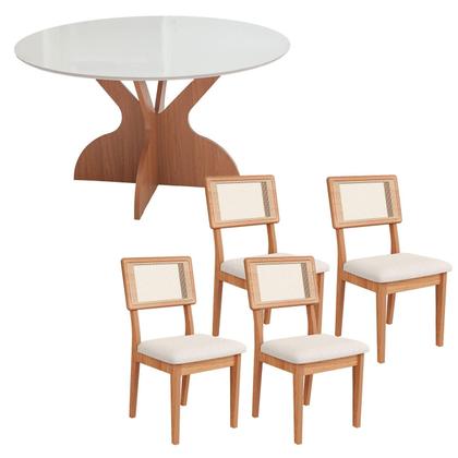 Imagem de Mesa de Jantar 1,35m com 4 Cadeiras Dalla Costa 100% MDF