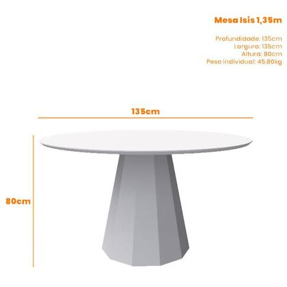Imagem de Mesa de Jantar 135x135 cm Isis com Vidro Off White  New Ceval