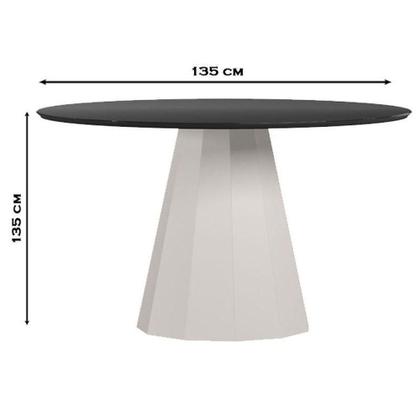 Imagem de Mesa De Jantar 135x135 Cm Isis Com Vidro Off White Preto  New Ceval