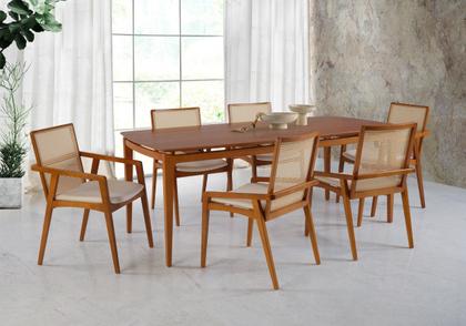 Imagem de Mesa de Jantar 160cm 6 Lugares Madeira Maciça Savona