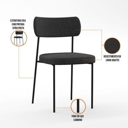 Imagem de Mesa De Jantar 160cm Off White Com 6 Cadeiras Grafite