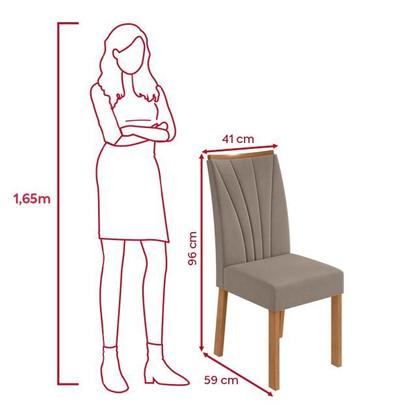 Imagem de Mesa de Jantar 1,70 Apogeu com vidro Serigrafado e 6 cadeiras Apogeu de tecido Suede Animale Bege Amêndoa Clean/off White